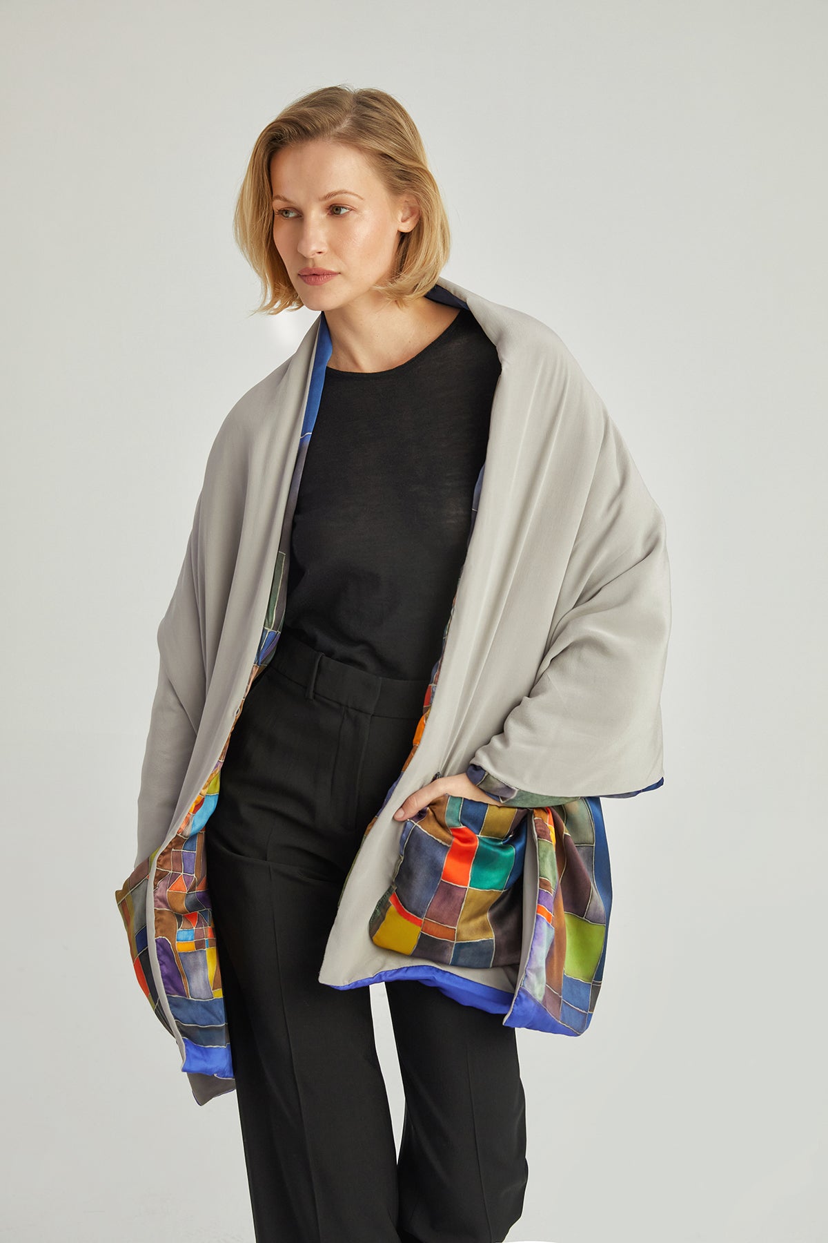 Renkli Astrid İpek Şal 64x180 cm