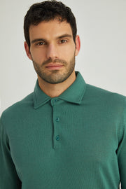 Yeşil İpek Kaşmir Utku Uzun Kollu Erkek Polo