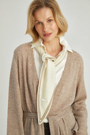 Ekru Mini Saf Kaşmir Bandana 30x125 cm