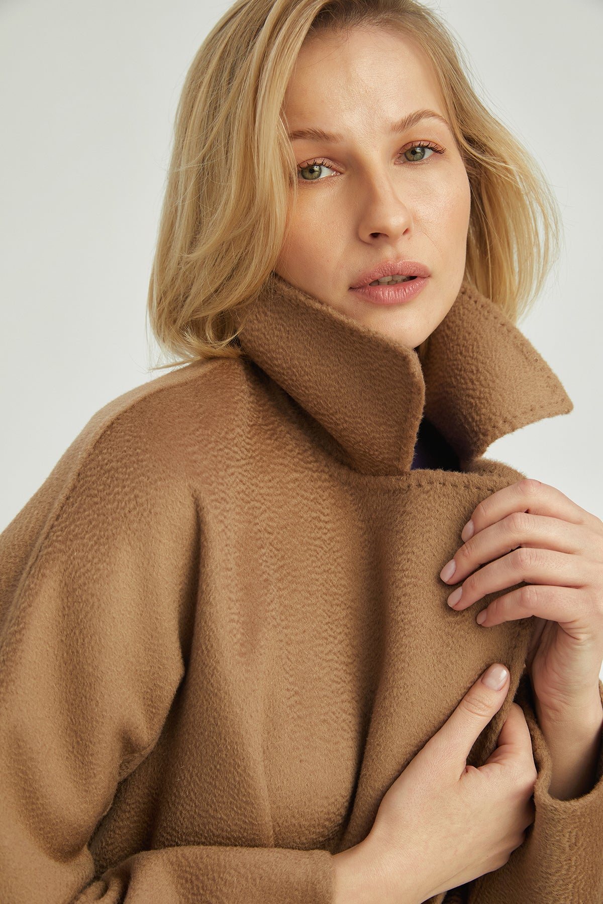 Vizon Meghan Yün Kaşmir Uzun Palto