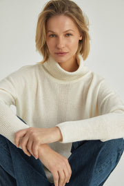 Ekru Isabella Saf Kaşmir Balıkçı Yaka T Kol Kazak