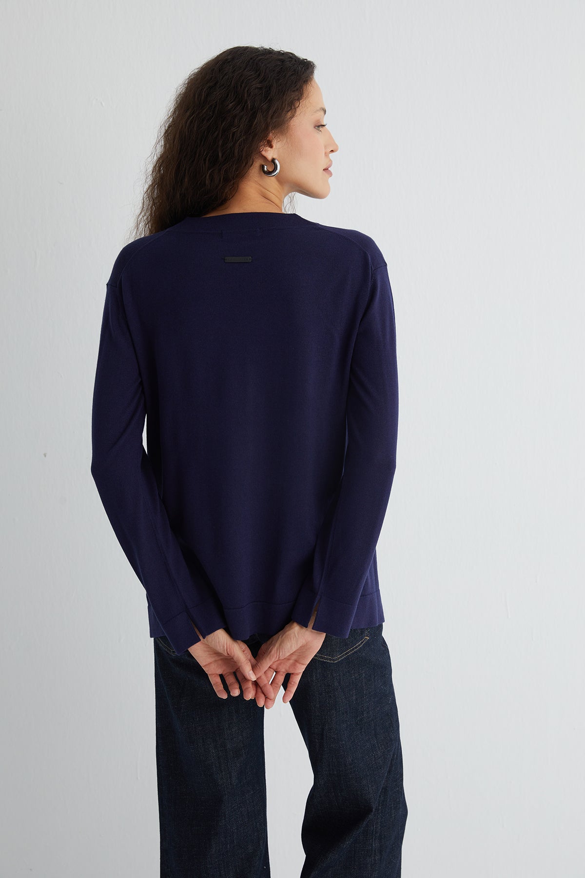 Lacivert Zoe İpek Kaşmir Yuvarlak Yaka Tunik Triko