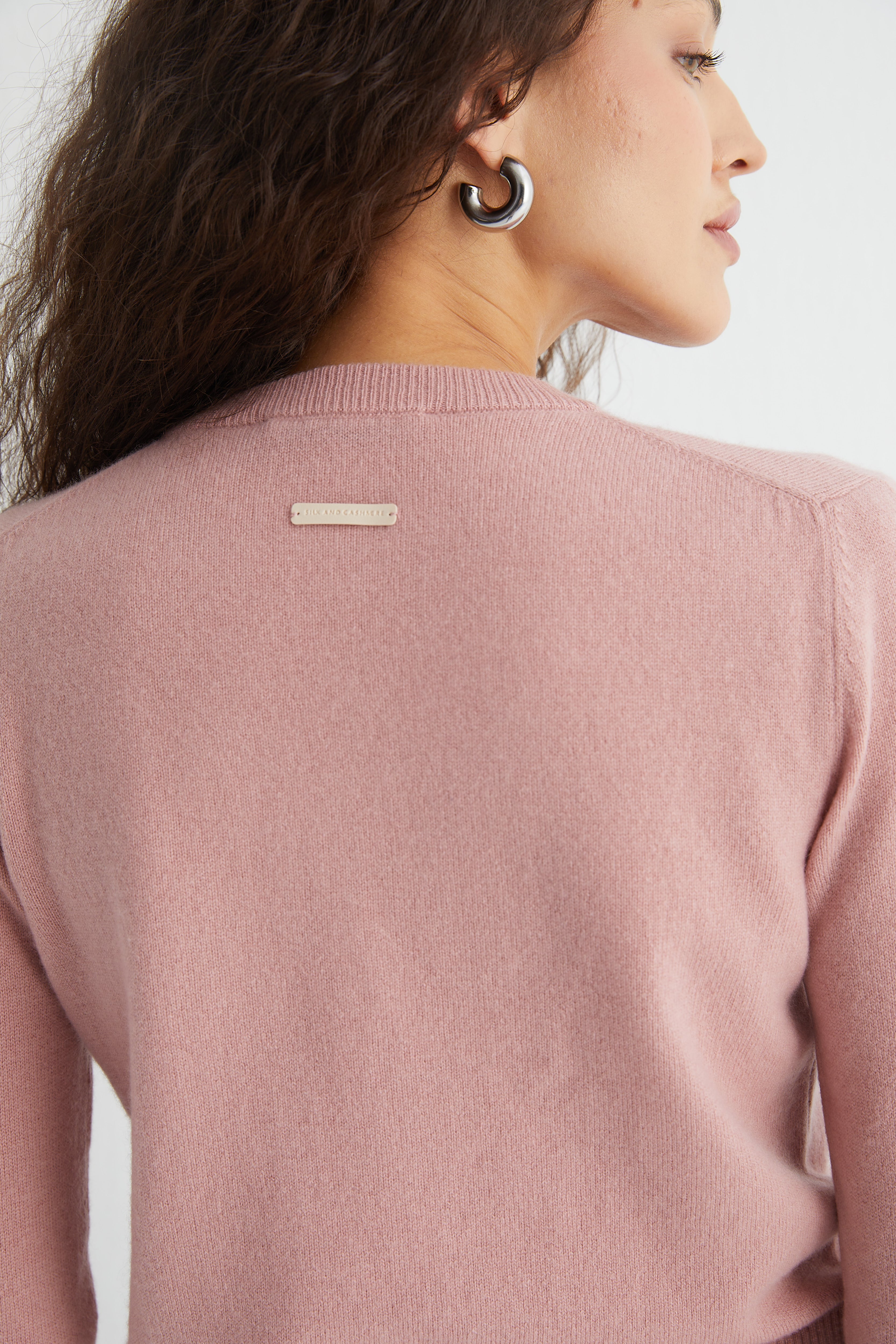 Pastel Pembe Lilly Saf Kaşmir Bisiklet Yaka Hırka