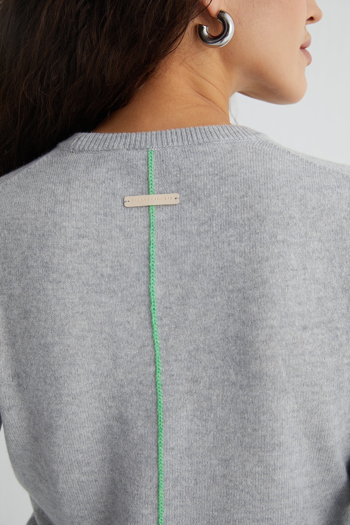 Açık Gri Franca Saf Kaşmir Bisiklet Yaka Kazak