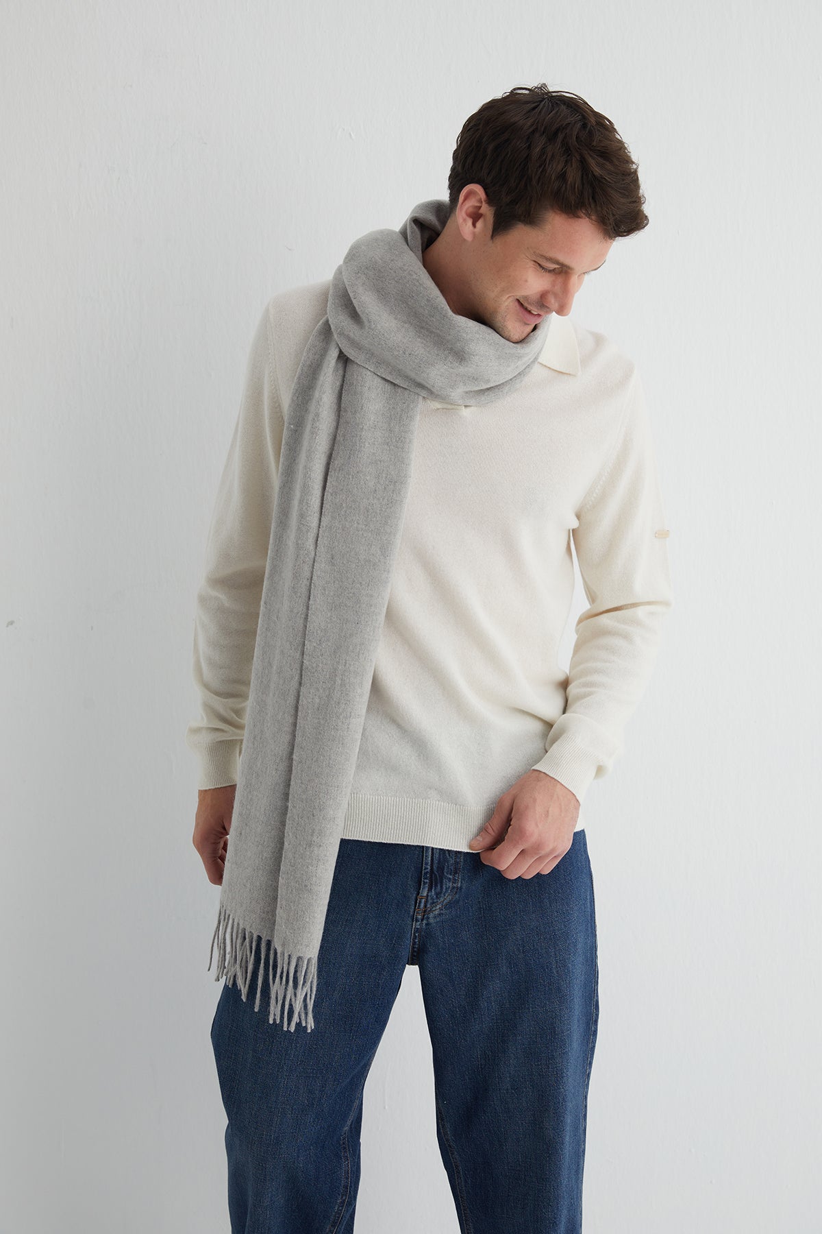 Açık Gri Copenhagen Saf Yün Atkı 40x200 cm