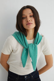 Nil Yeşili Rose Saf Kaşmir Fular Bandana 115x45x45 cm