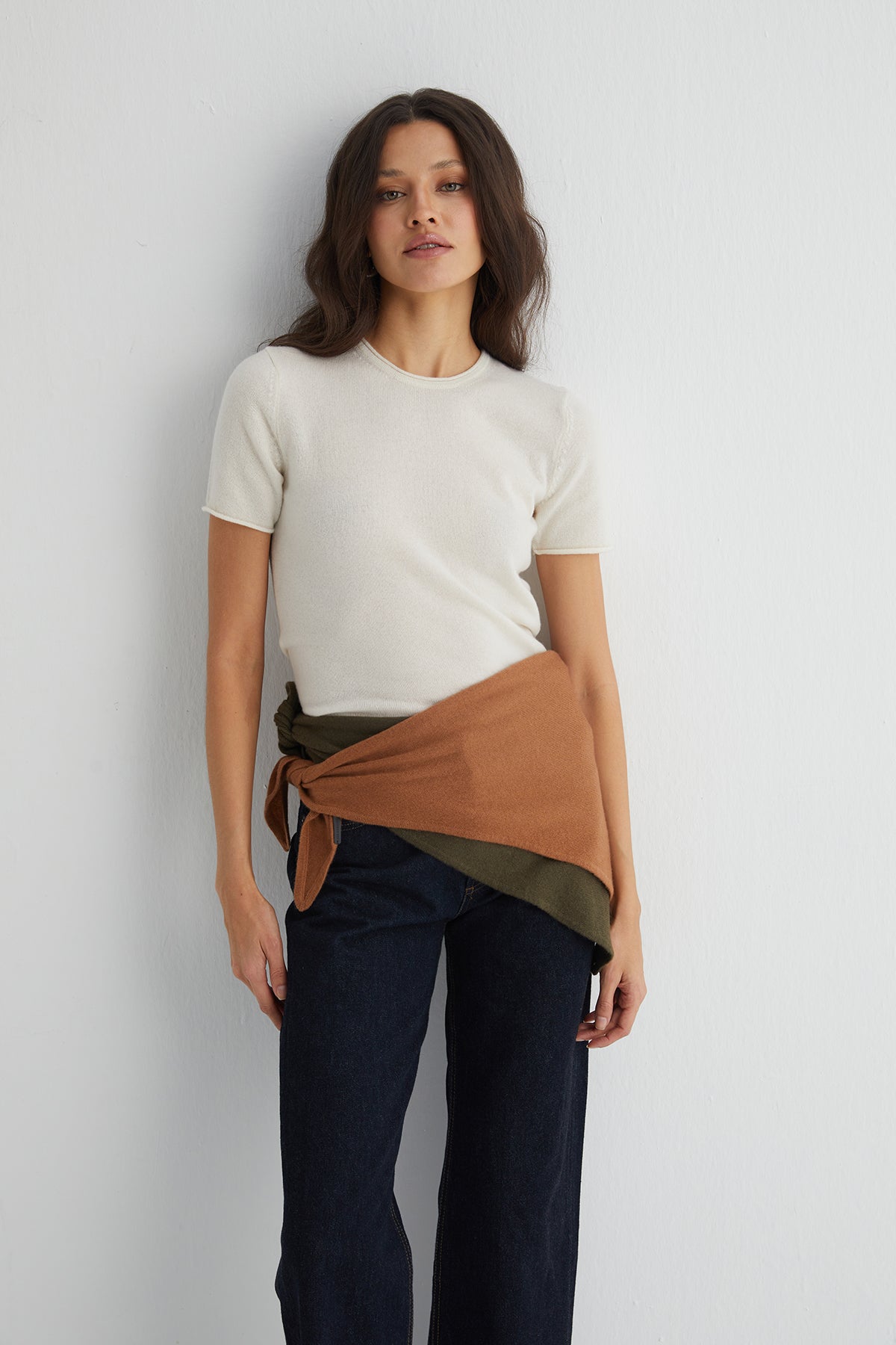 Camel Rose Saf Kaşmir Fular Bandana 115x45x45 cm