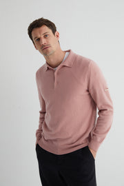 Pastel Pembe Saf Kaşmir Polo Kazak