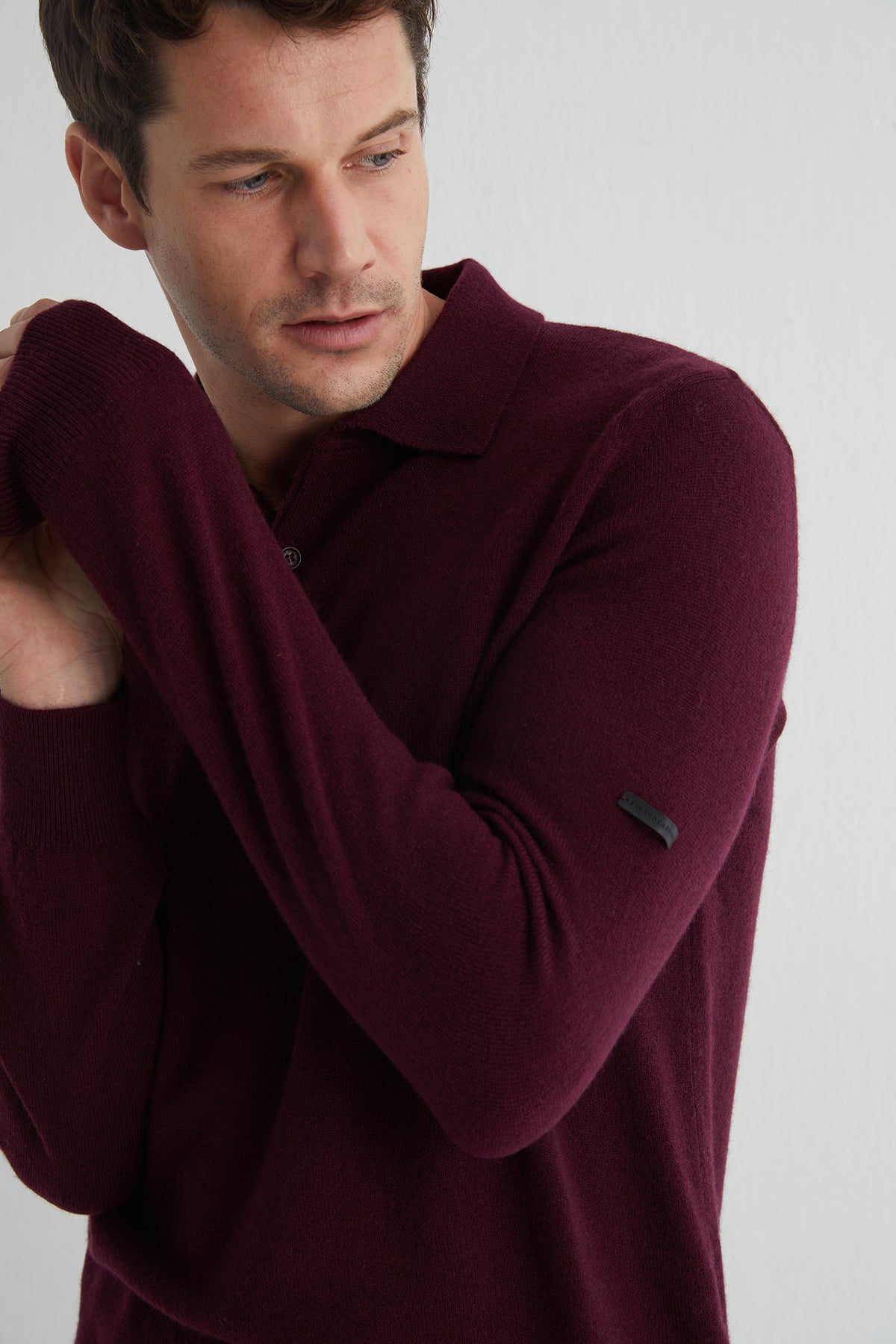 Koyu Bordo Saf Kaşmir Polo Kazak