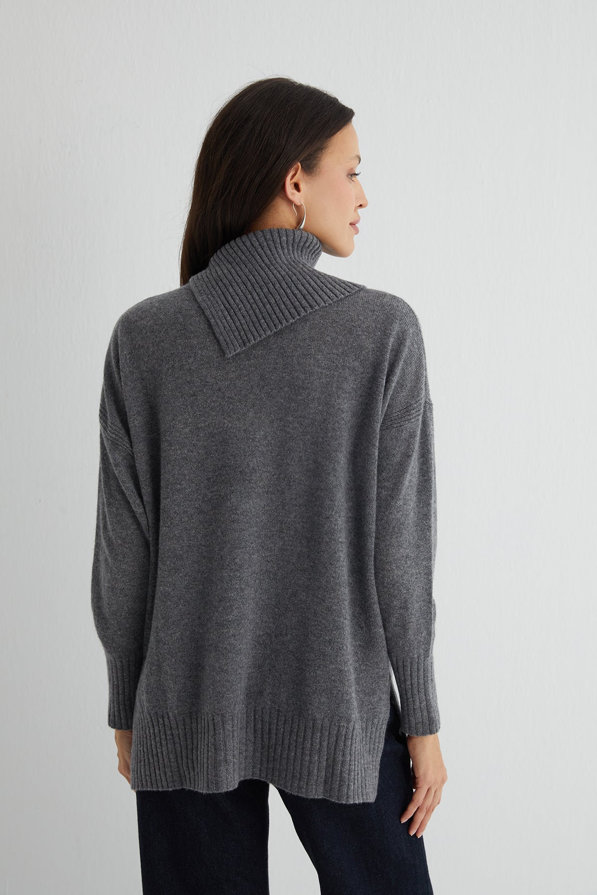 Gri Isabella Saf Kaşmir Balıkçı Yaka Kazak