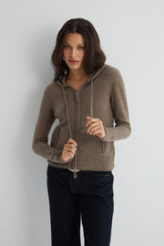 Vizon Isabella Saf Kaşmir Kapüşonlu Hırka