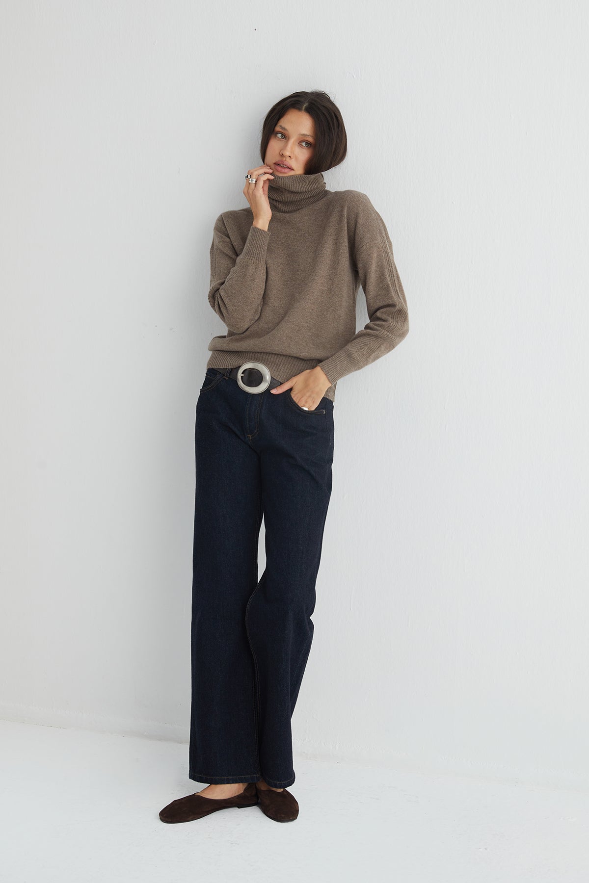 Vizon Lilly Saf Kaşmir Balıkçı Yaka Kazak