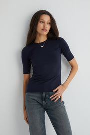 Lacivert Ultralight Yuvarlak Yaka Kısa Kollu Üst