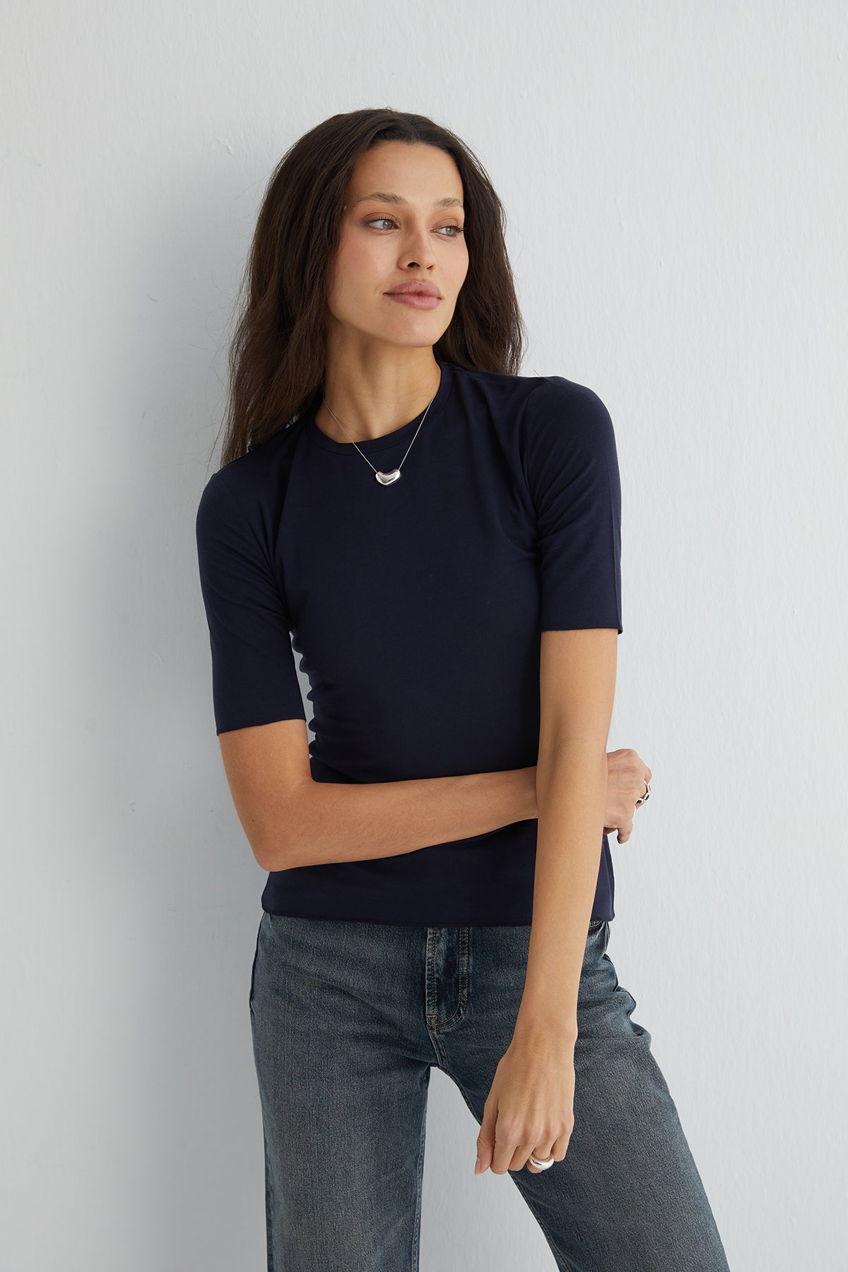 Lacivert Ultralight Yuvarlak Yaka Kısa Kollu Üst