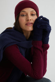 Lacivert Stockholm Saf Kaşmir Kadın Eldiven