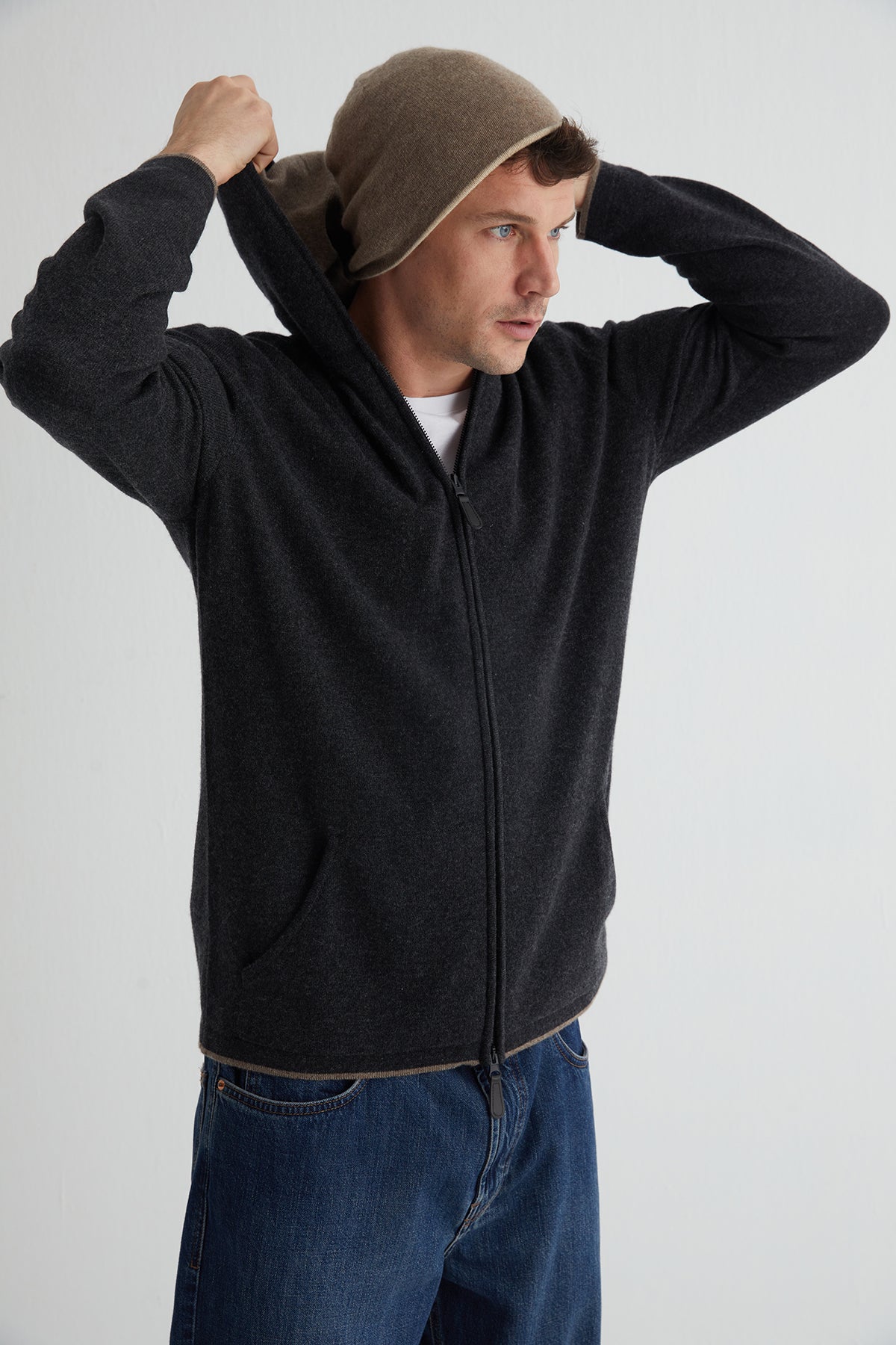 Vizon Bej Stockholm Saf Kaşmir Çift Taraflı Bere