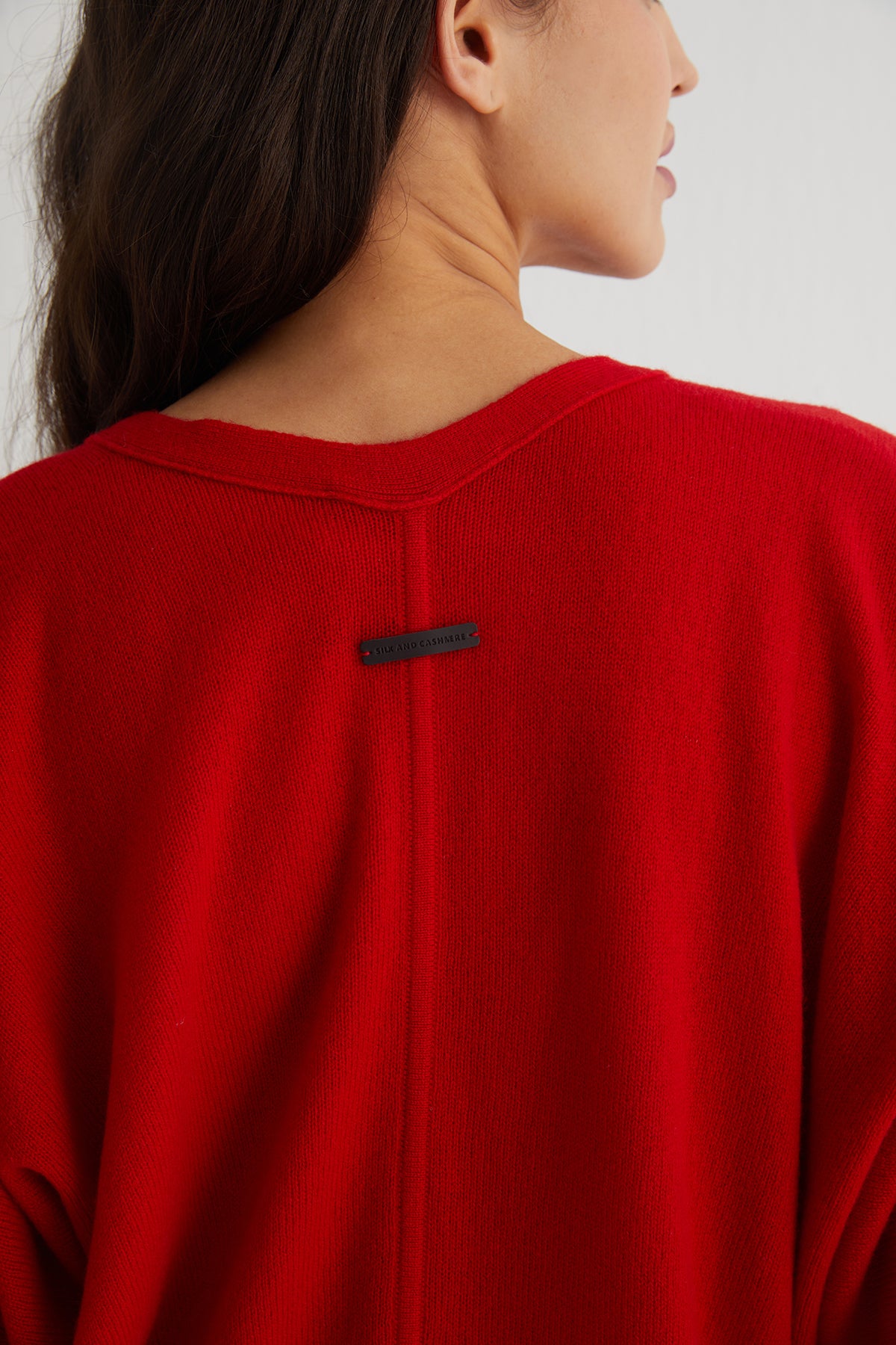 Kırmızı Kostir Saf Kaşmir Derin V Yaka Triko Hırka