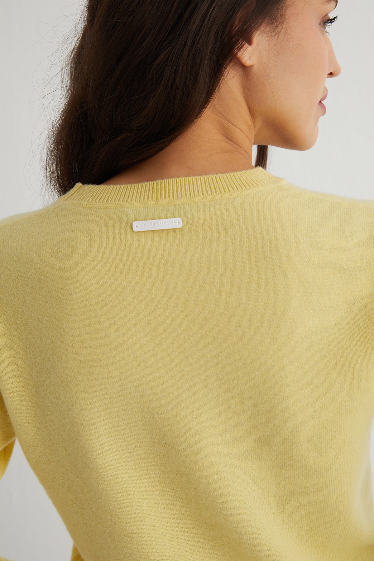 Sarı Agata Saf Kaşmir Yuvarlak Yaka Kazak