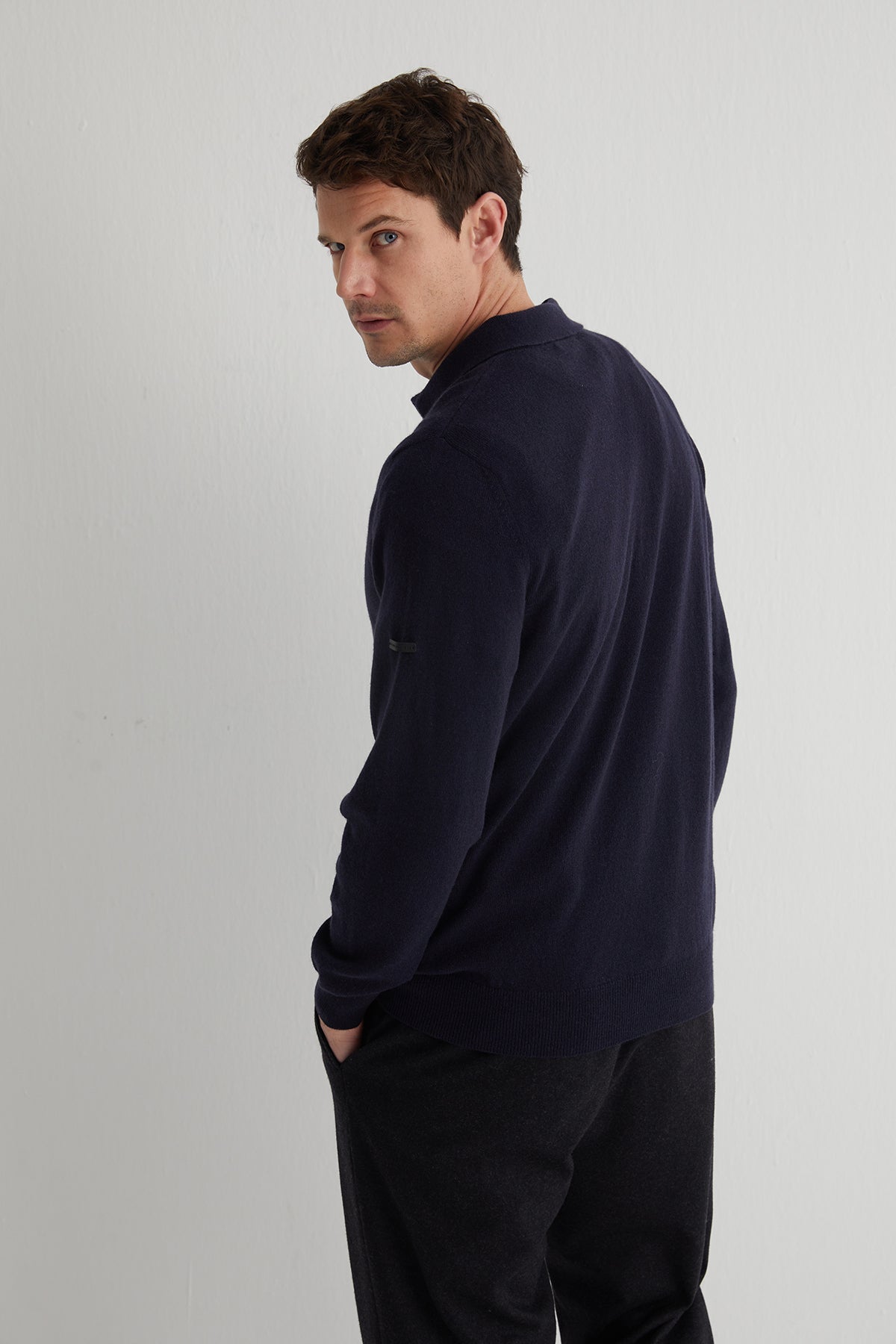 Lacivert Saf Kaşmir Polo Kazak