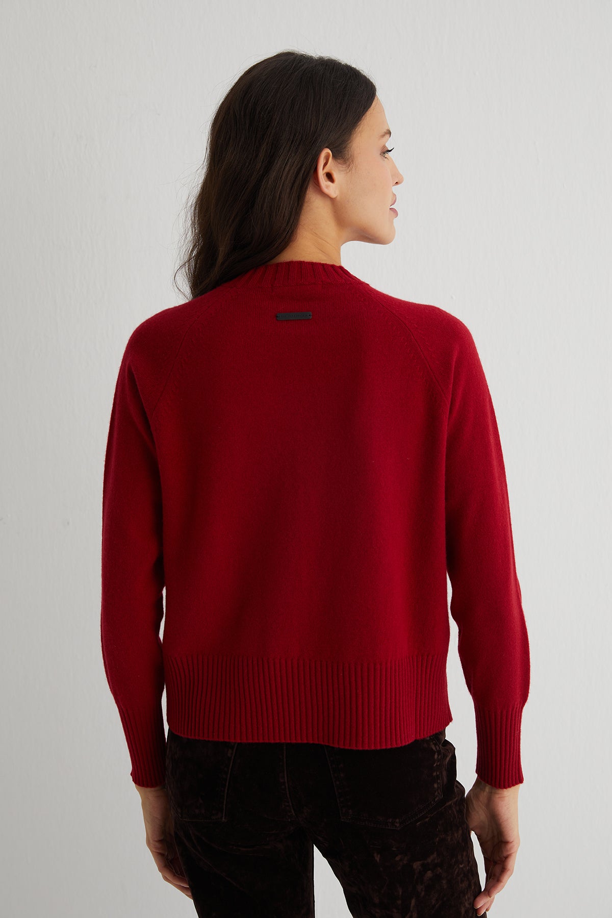 Kırmızı Carla Saf Kaşmir Yuvarlak Yaka Kazak