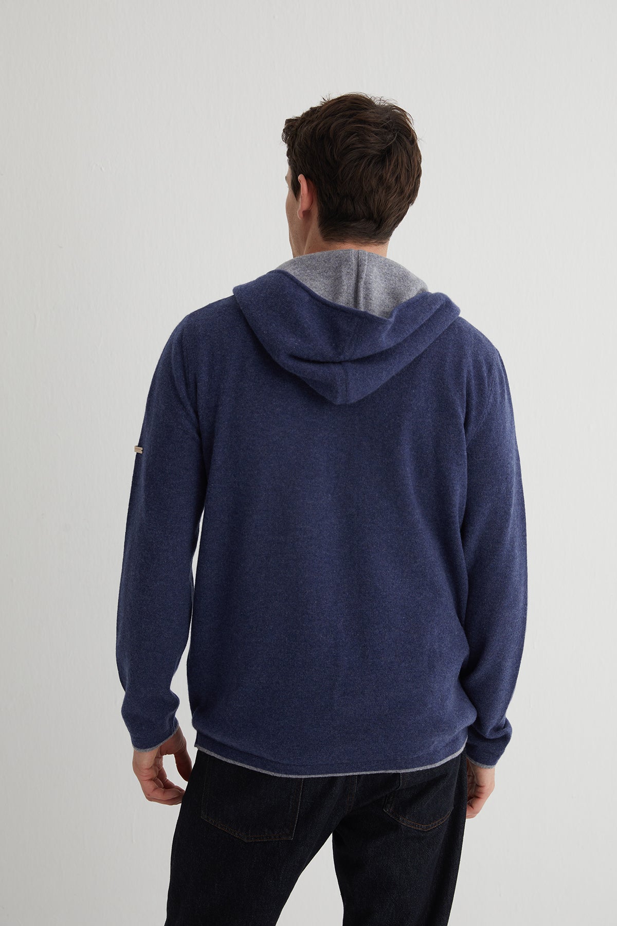 Denim Scott Saf Kaşmir Kapüşonlu Hırka