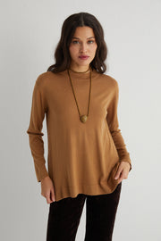 Camel Zoe İpek Kaşmir Yuvarlak Yaka Tunik Triko