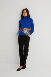 Saks Mavi Lilly Saf Kaşmir Balıkçı Yaka Kazak