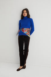 Saks Mavi Lilly Saf Kaşmir Balıkçı Yaka Kazak