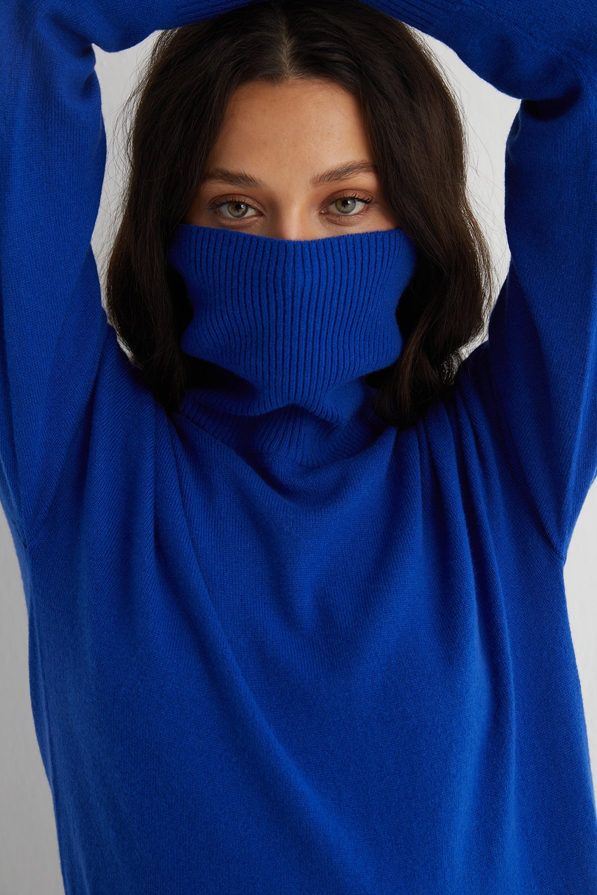 Saks Mavi Lilly Saf Kaşmir Balıkçı Yaka Kazak