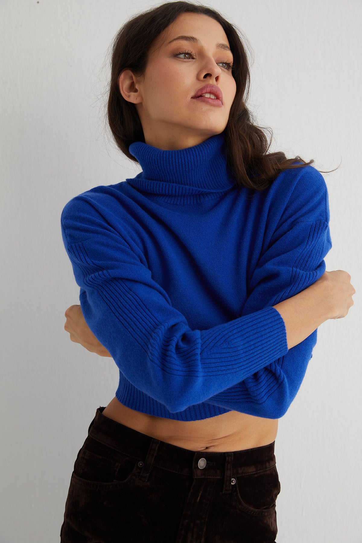 Saks Mavi Lilly Saf Kaşmir Balıkçı Yaka Kazak