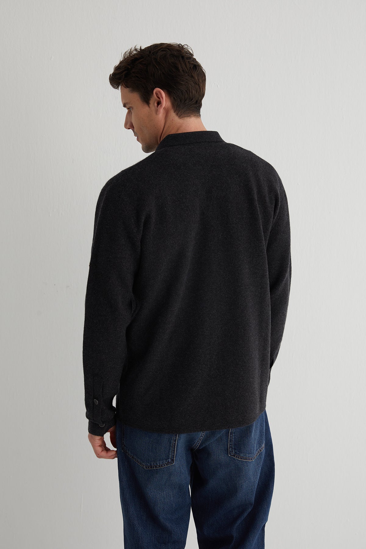 Gri Saf Kaşmir Çelik Örgü Erkek Ceket