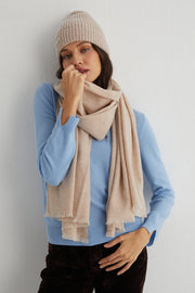 Bej Paris Kaşmirli Pullu Şal 70x200 cm