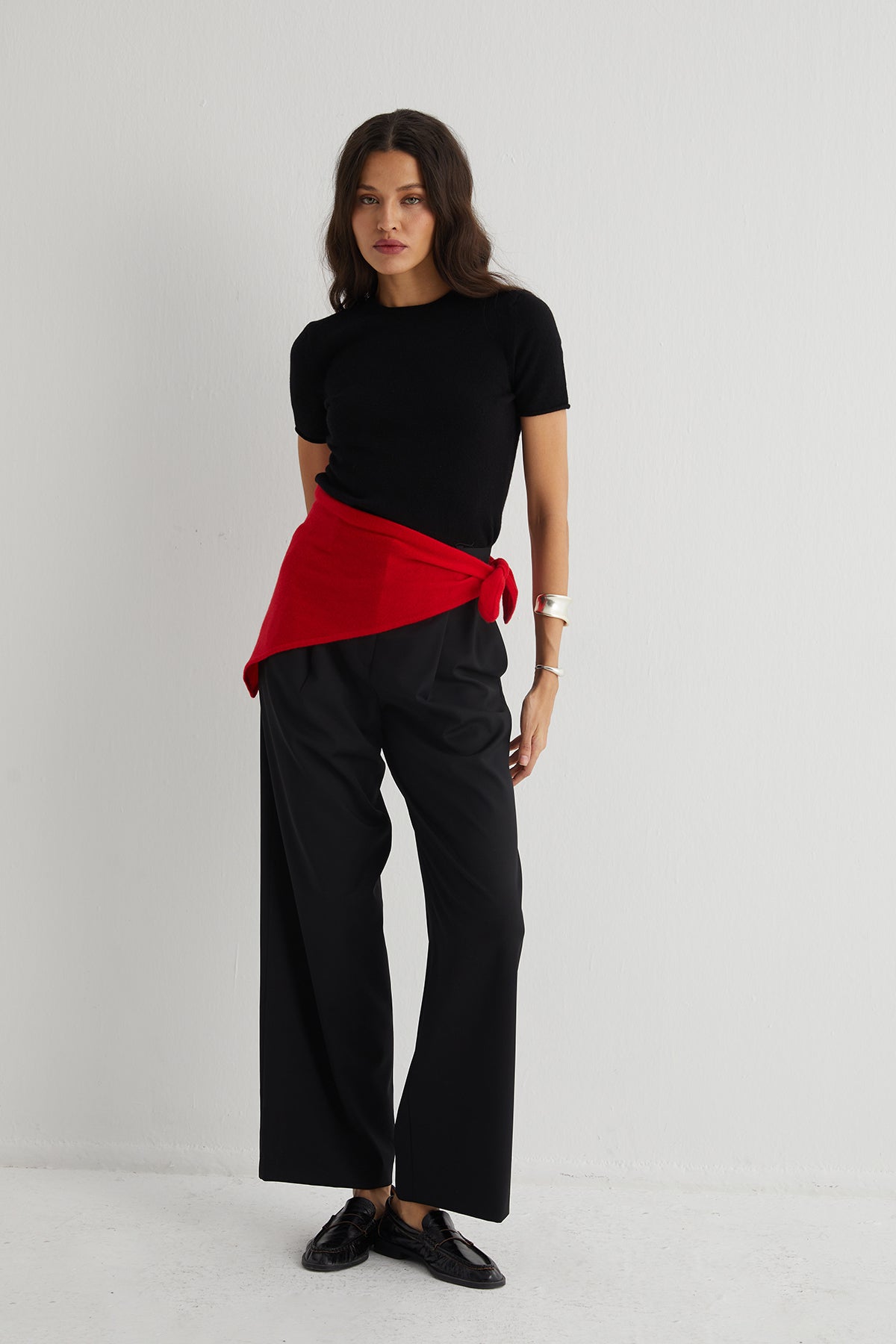 Kırmızı Rose Saf Kaşmir Fular Bandana 115x45x45 cm