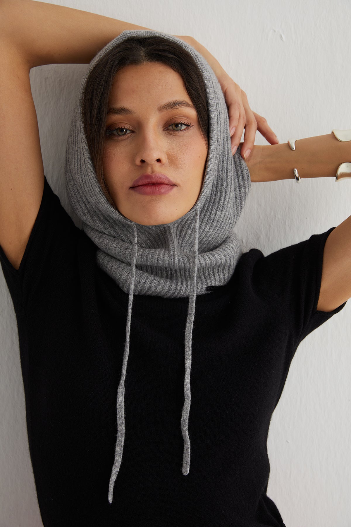 Orta Gri Stockholm Saf Kaşmir Balaklava