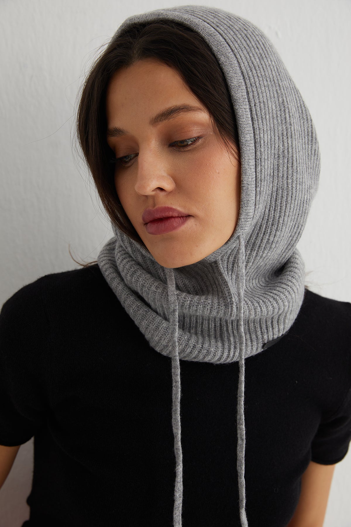 Orta Gri Stockholm Saf Kaşmir Balaklava