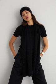 Siyah Lucia Taşlı Atkı 30x190 cm