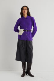 Mor Agata Saf Kaşmir Triko Gömlek