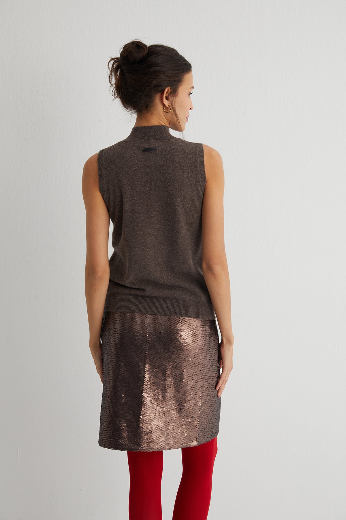 Vizon Agata Saf Kaşmir Yüksek Yaka Kolsuz Triko