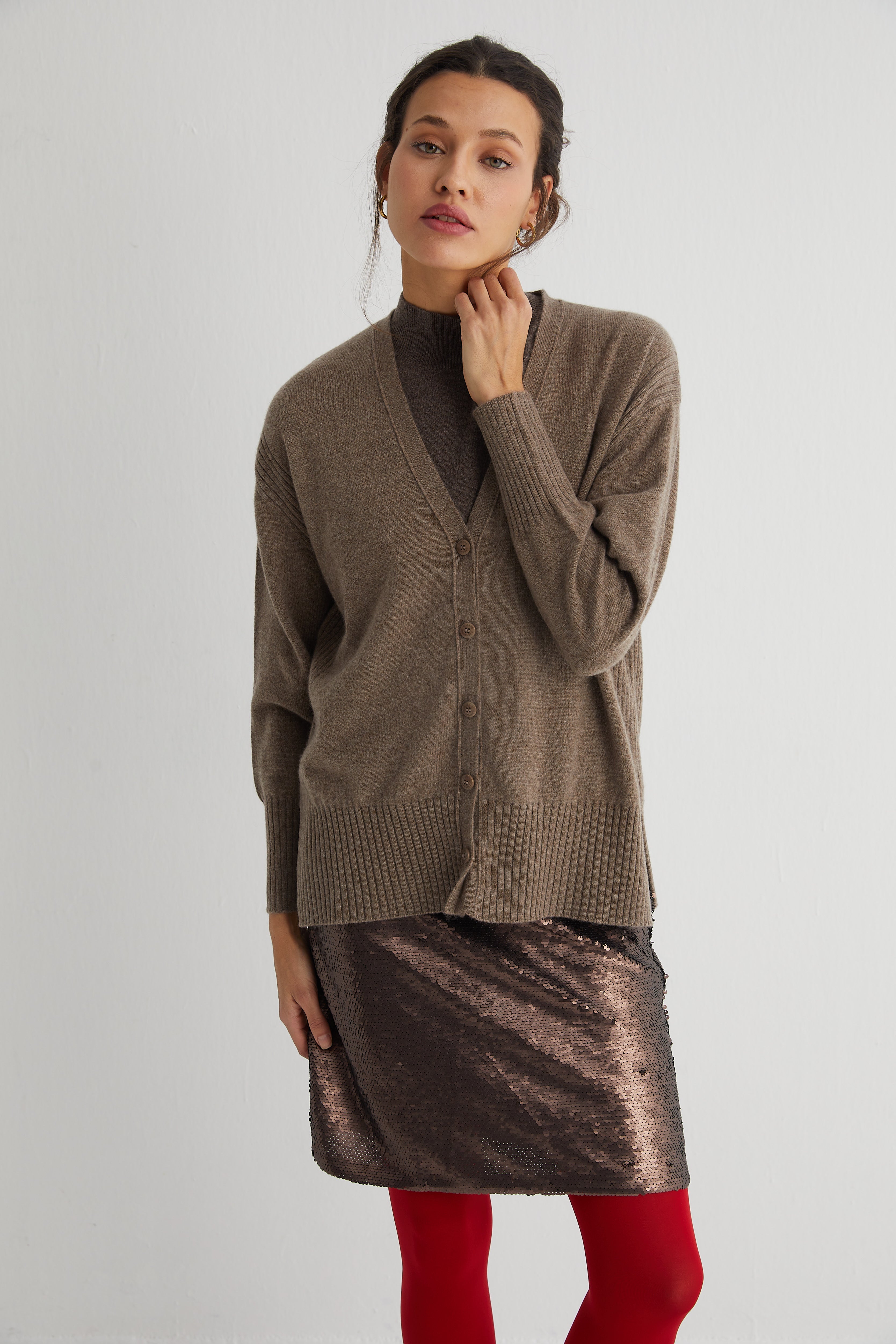 Vizon Lilly Saf Kaşmir V Yaka Hırka