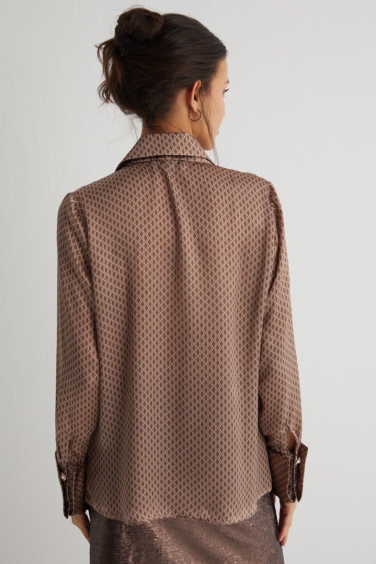 Kahverengi Limited Edition Saf İpek Gömlek