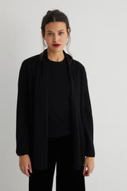 Siyah Merill Taşlı Şal Yaka Hırka