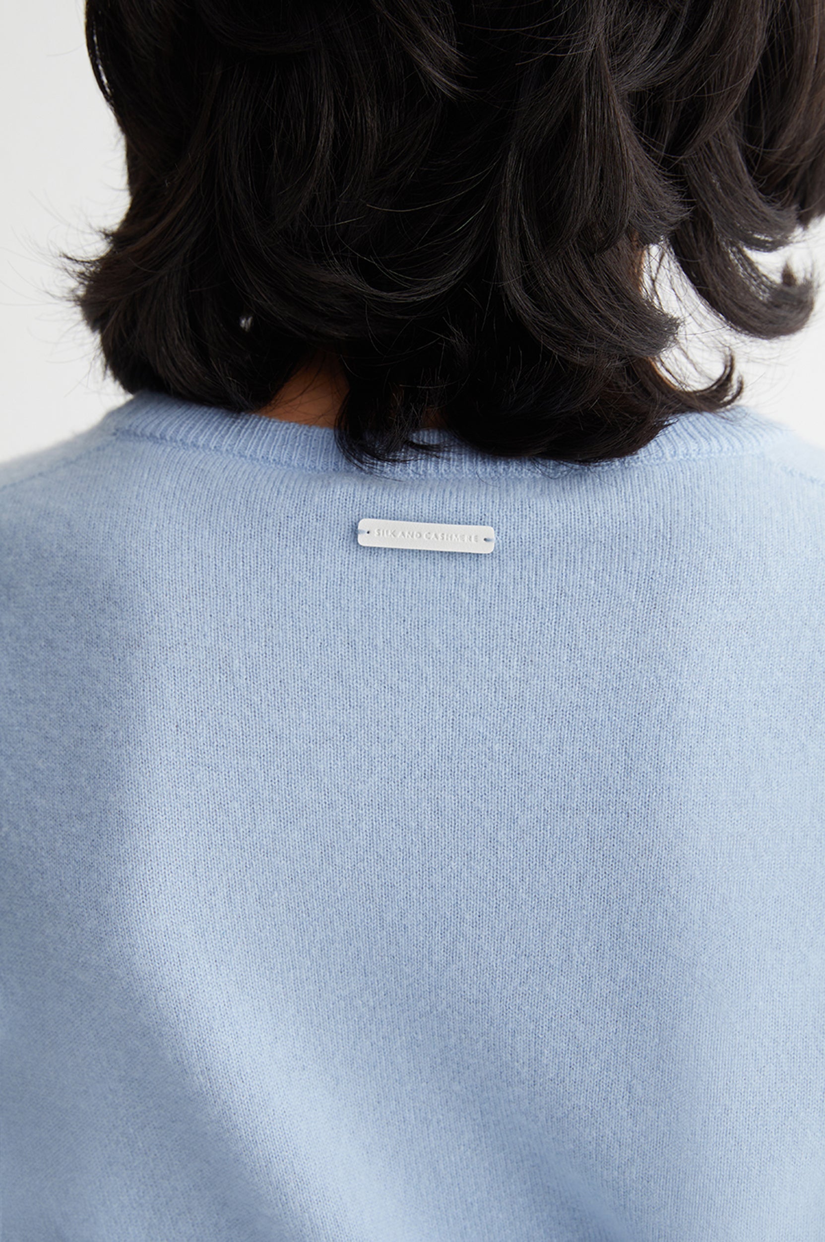 Açık Mavi Alexia Saf Kaşmir Bisiklet Yaka Kazak