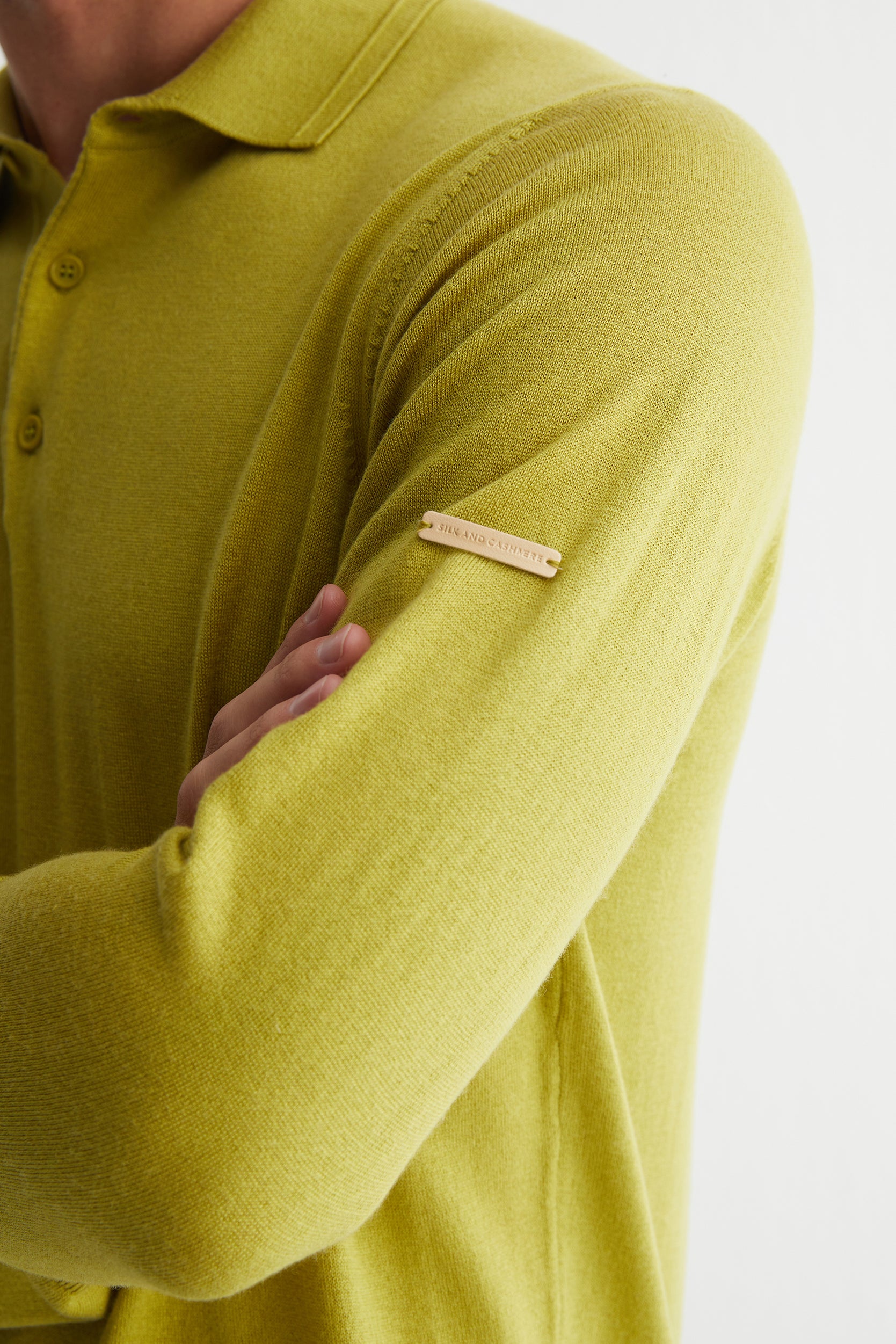 Wasabi Yeşili Paul İpek Kaşmir Polo Yaka Triko