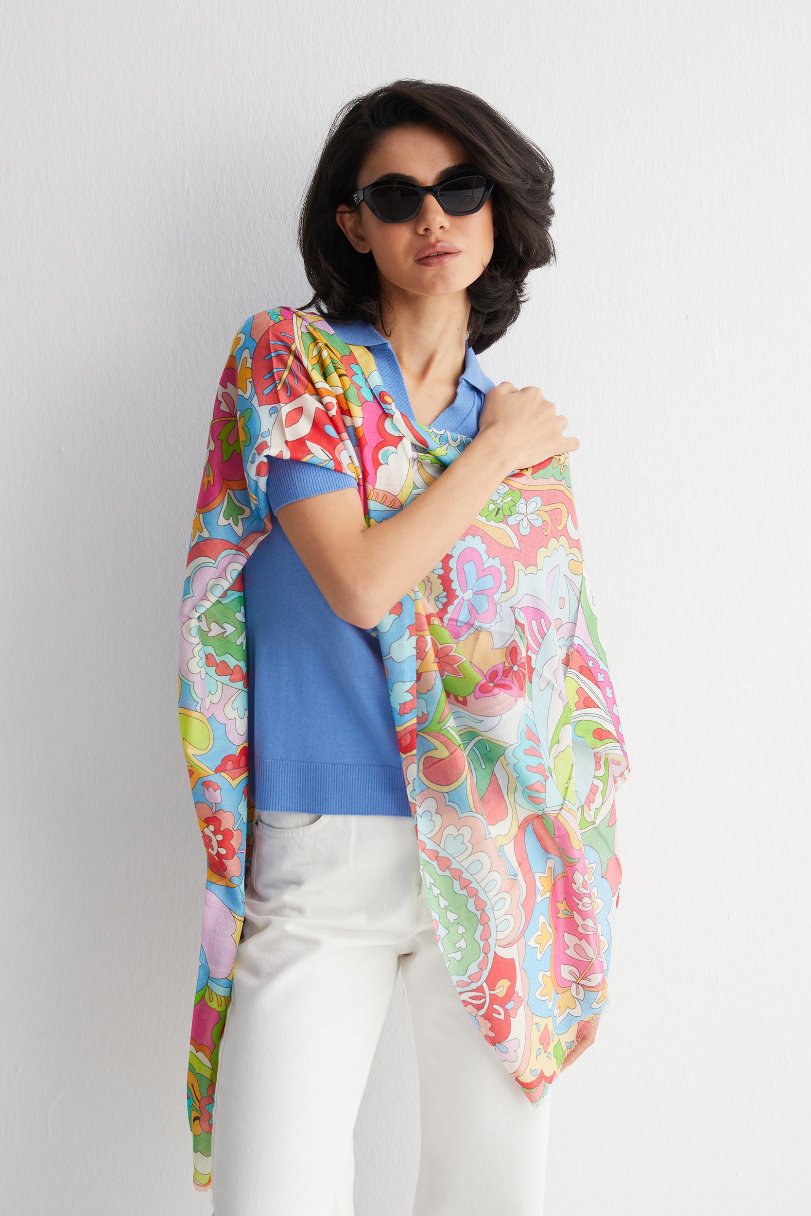 Mavi Zoe İpek Kaşmir Kısa Kollu Polo