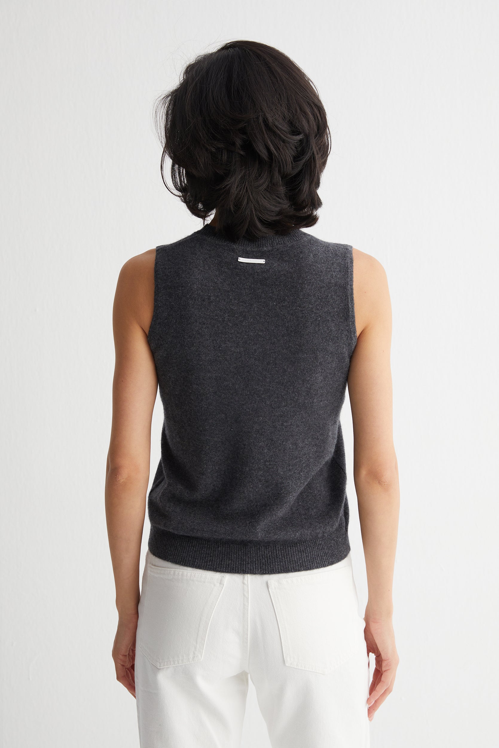 Antrasit Alexia Saf Kaşmir Bisiklet Yaka Kolsuz Triko