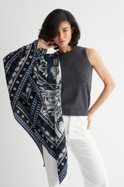 Antrasit Linda Kaşmir Desenli Kare Eşarp 140x140 cm