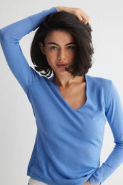 Mavi Zoe İpek Kaşmir Derin V Yaka Triko