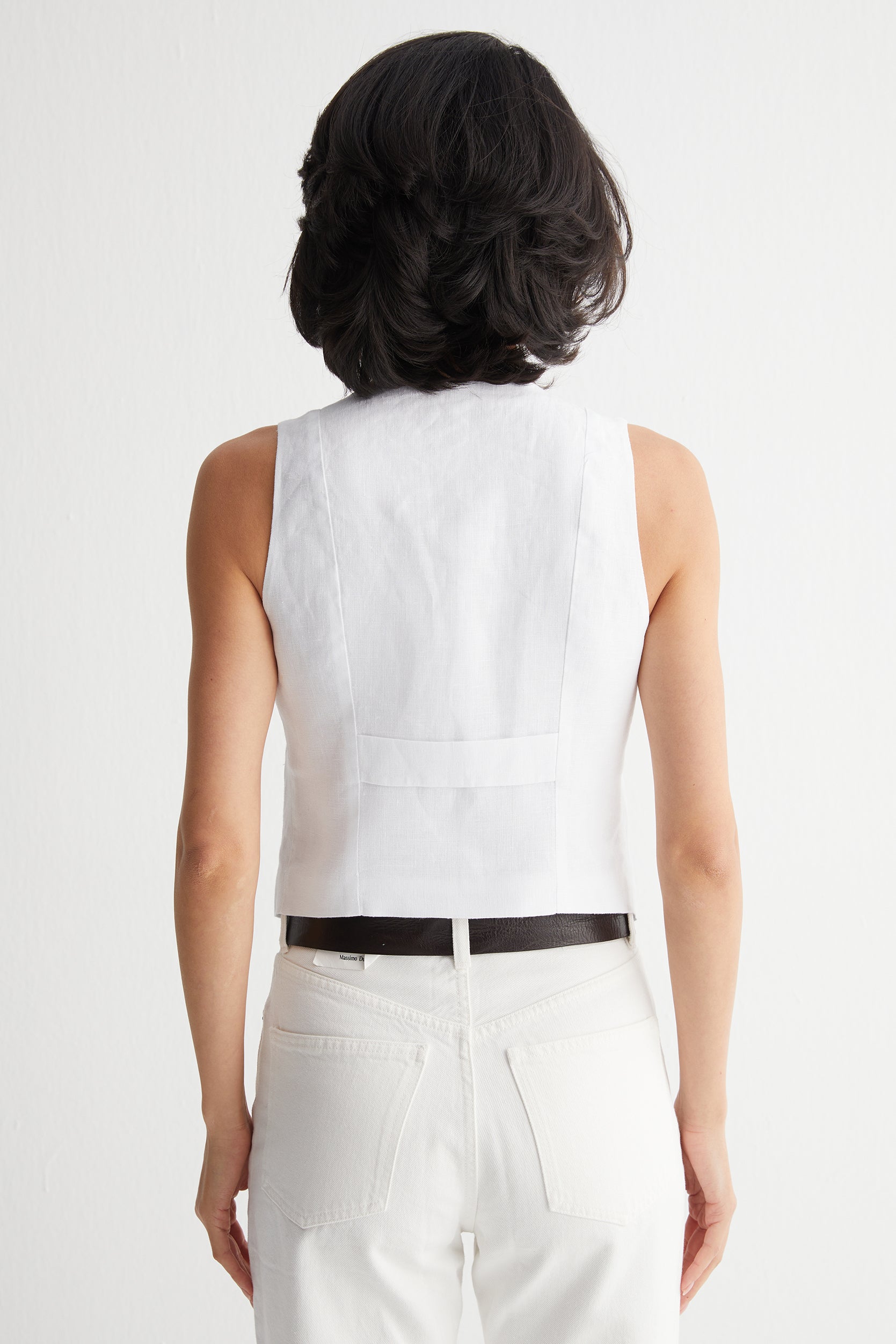 Beyaz Kate Keten Yelek