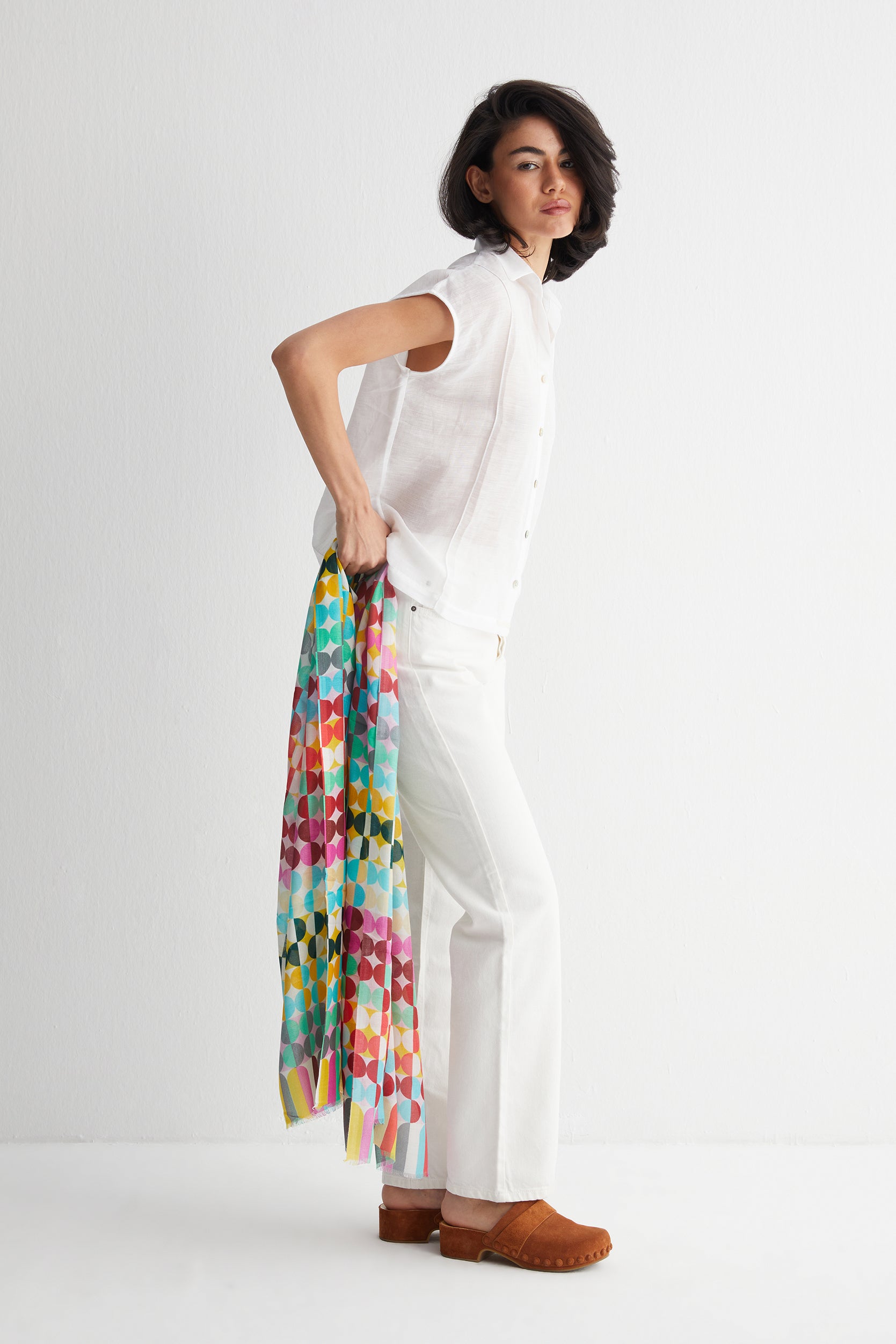 Beyaz Cassandra Kolsuz Gömlek