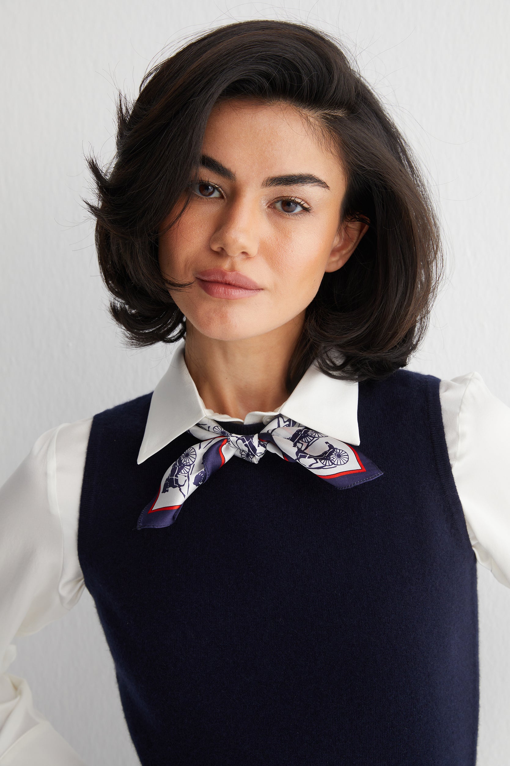 Lacivert Alexia Saf Kaşmir Bisiklet Yaka Kolsuz Triko